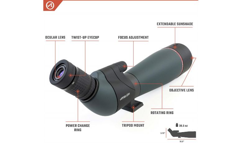 Athlon Optics Talos 20-60x80 Spotter Scope, Black