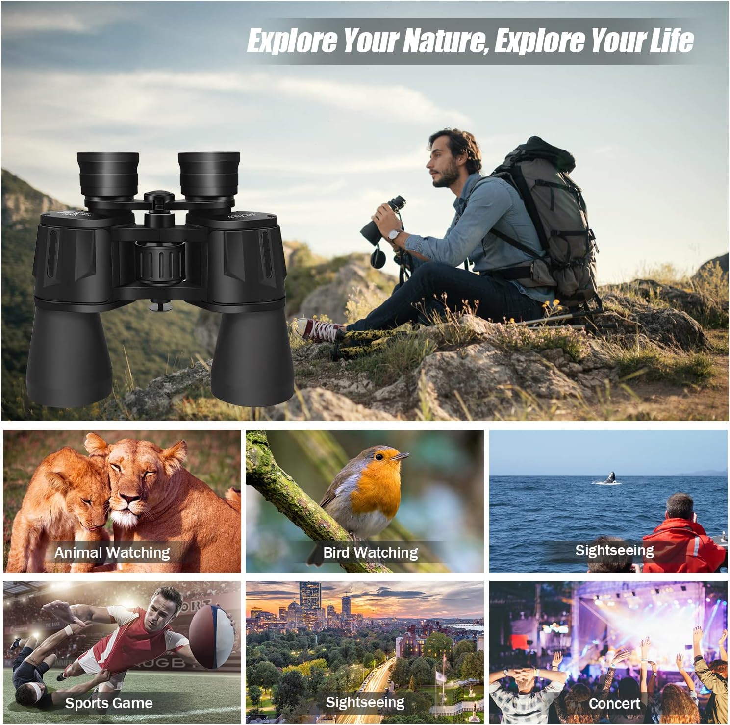 BRIGENIUS 10x50 Roof Prism Binoculars
